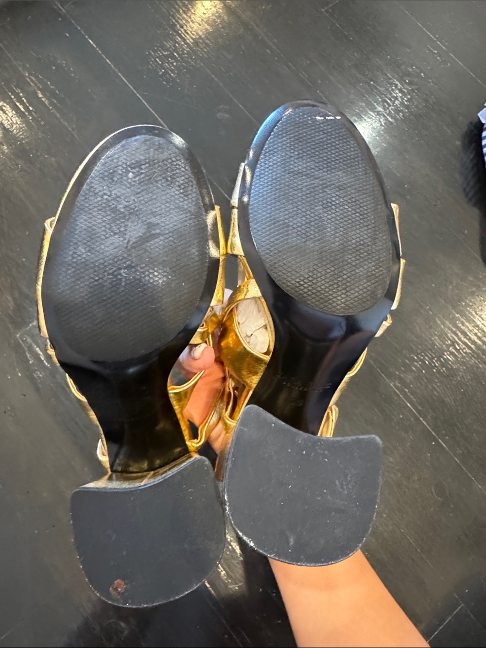 Zara Metallic Gold Strappy Sandals - Picture 3 of 3